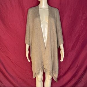 J. Jill Fringed Open Front Ruana Poncho Shawl One Size